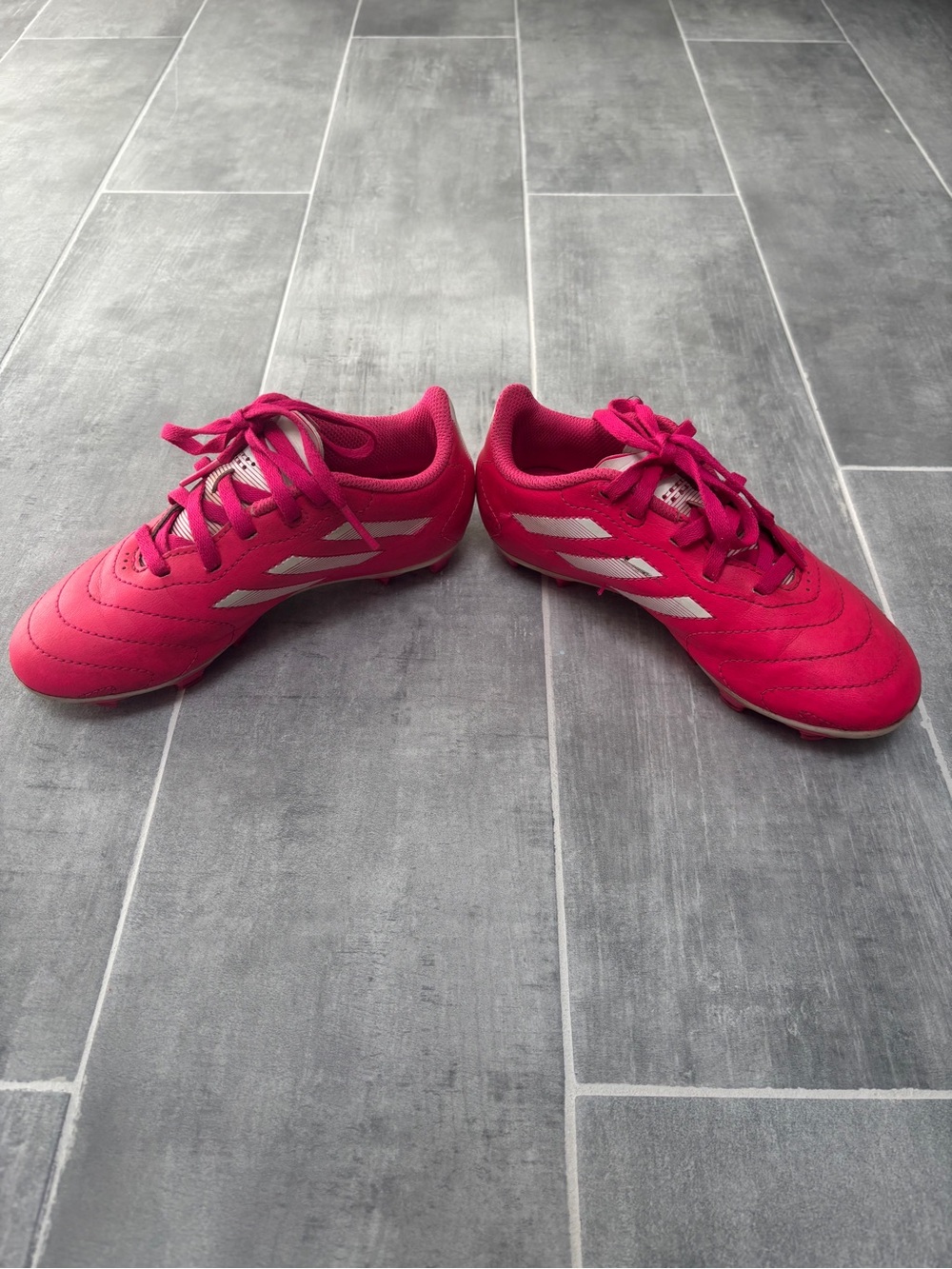 Adidas Bright Pink Girls Striped Soccer Cleats 13